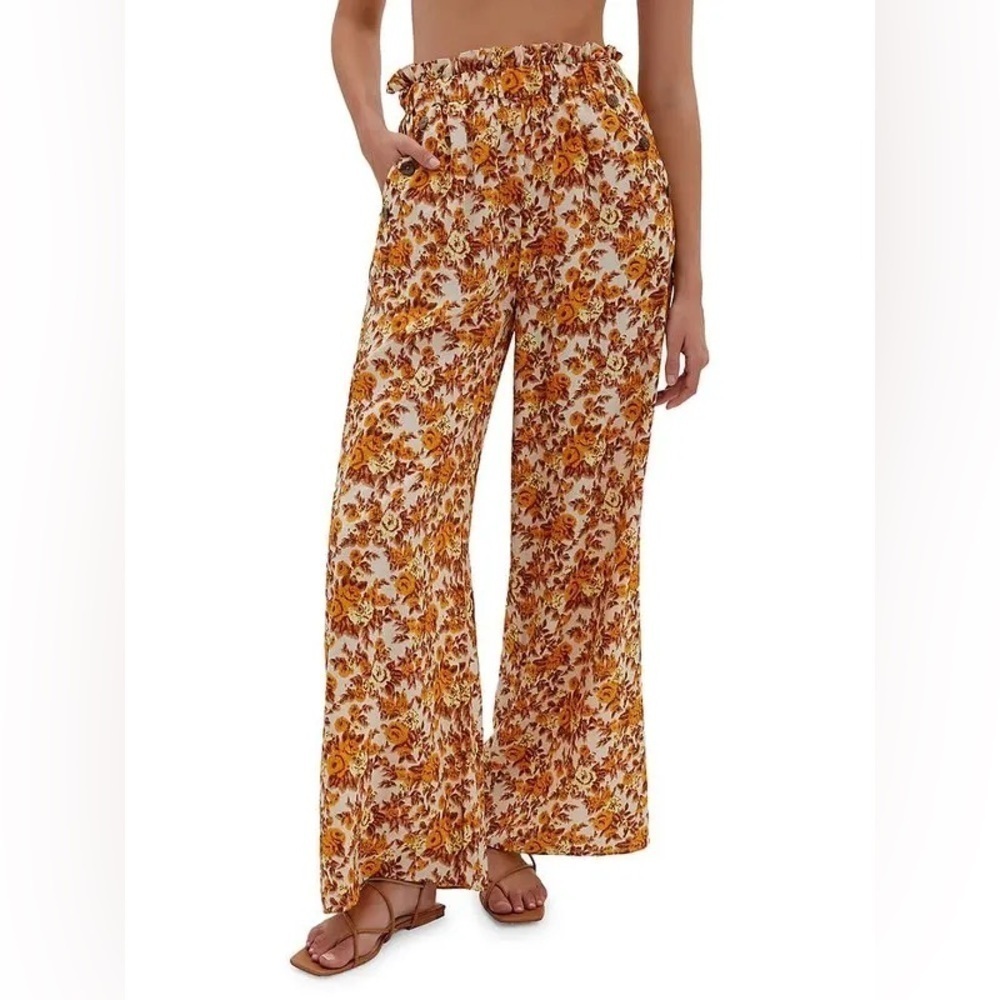 Johnathan Simkhai Swim Marisol Floral Wide-Leg Sailor Pants - Floral Print M